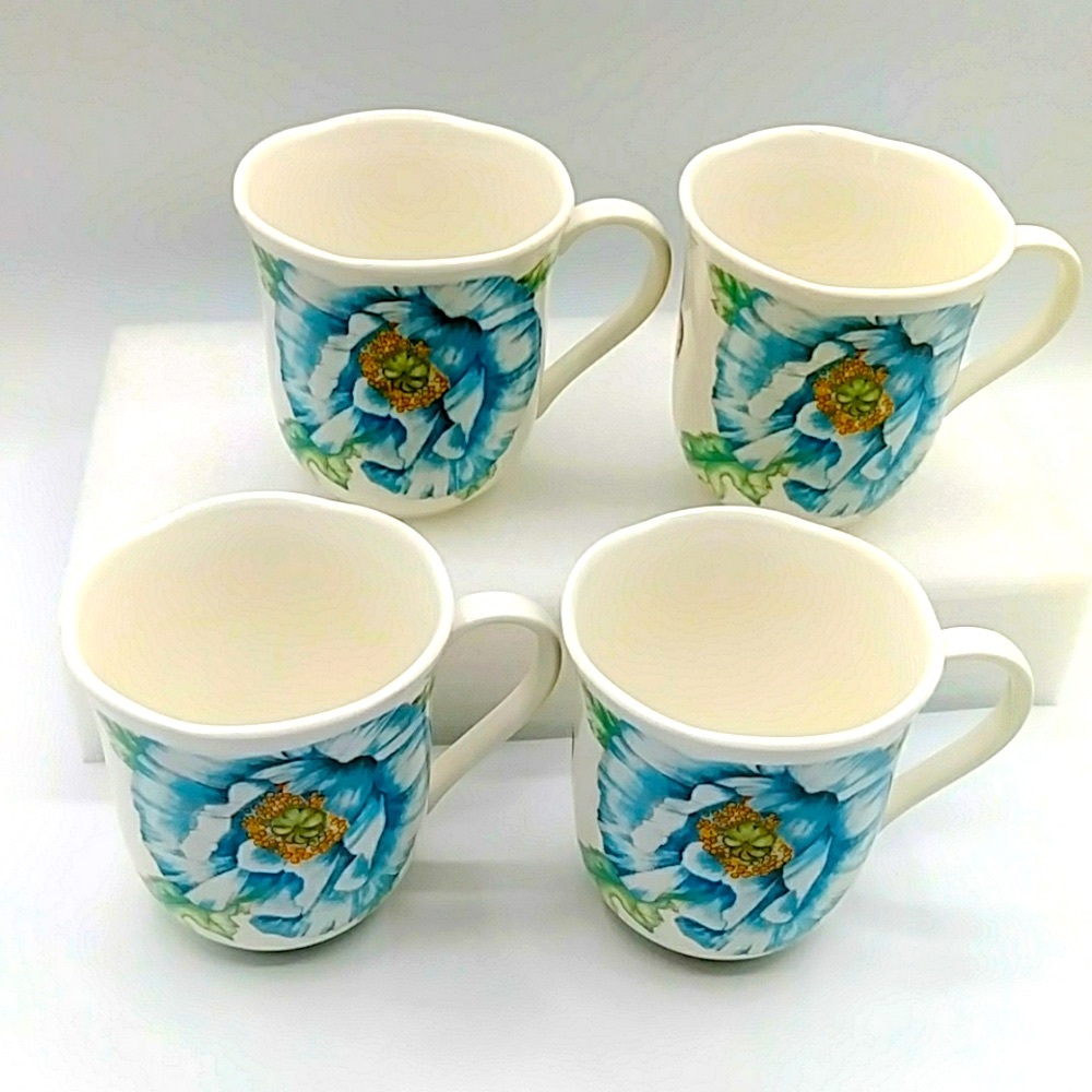 2x ๐ฆHP! 4 Butterfly Meadow Mugs by Lenox. Blue Thistle-like Flower. - Picture 4 of 13